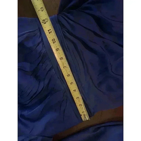 Mac Duggal One Shoulder Long Sleeve Sapphire Maxi Dress Formal Gown 4 Small Slit - Picture 8 of 13